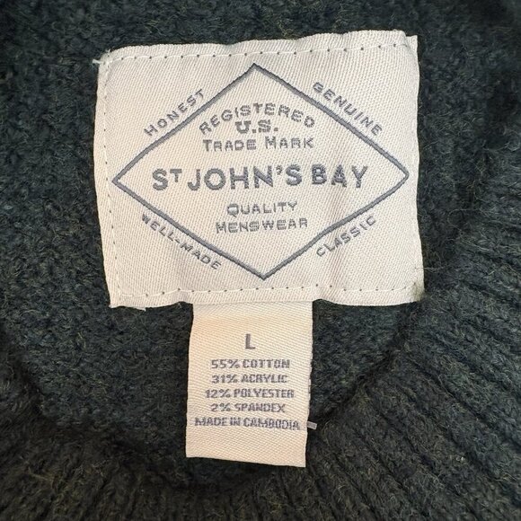 St. John's Bay Men's Pullover Sweater Size L Green Crew Neck Long Sleeve NWT $48 - Picture 11 of 14